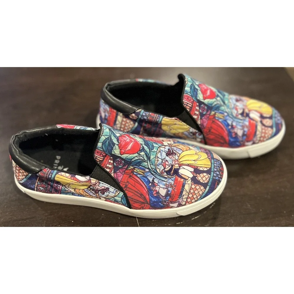Disney Princess Beauty &‎ The Beast Slip On Canvas Wide Width Shoes Size 6WW